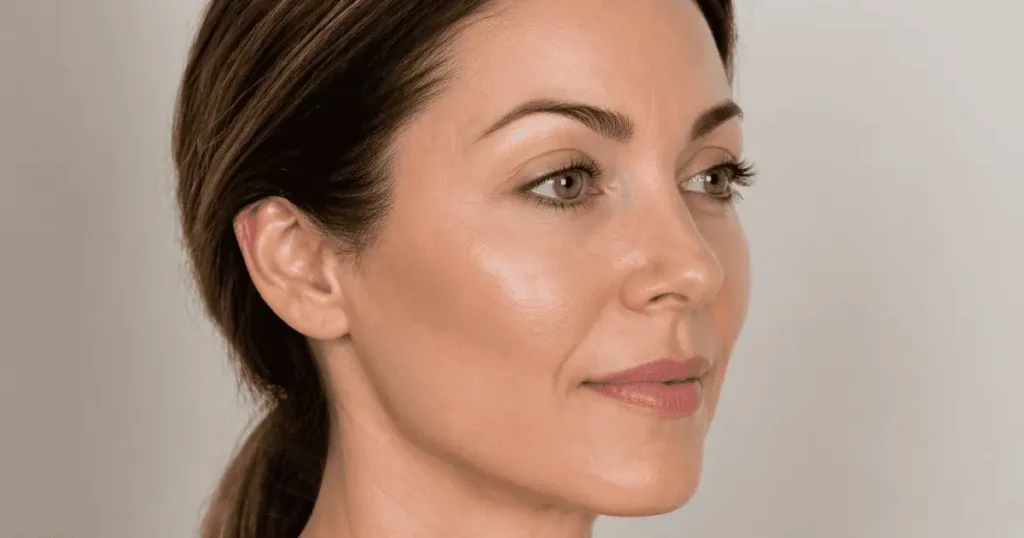 Woman with smooth refreshed skin after dermal filler treatment